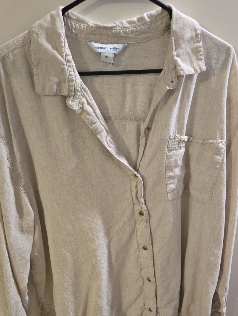 Old Navy Men's Light Beige Casual Button-Down Shirt